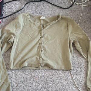 Aritzia Sage Green Button-Up Cardigan